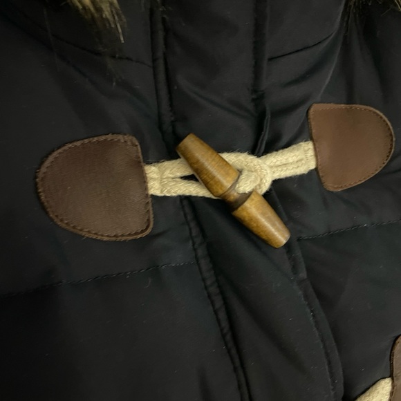 Abercrombie & Fitch Vintage Puffer Vest Hooded Fur Trim Medium Down Filled Y2K - Picture 8 of 16